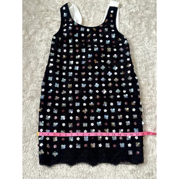 Sachin & Babi XS Black Beaded Sequin Mini Dress Floral Lace Sequined Multicolor - Picture 6 of 13